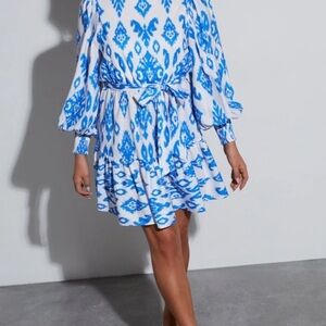 Flying Tomato Blue and White Patterned Dress